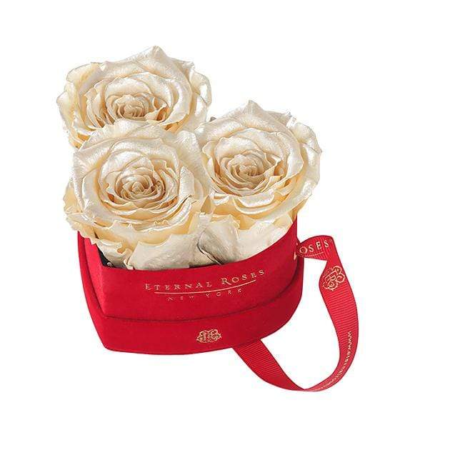 Eternal Roses® Pearly Champagne Mini Chelsea Red Velvet Gift Box