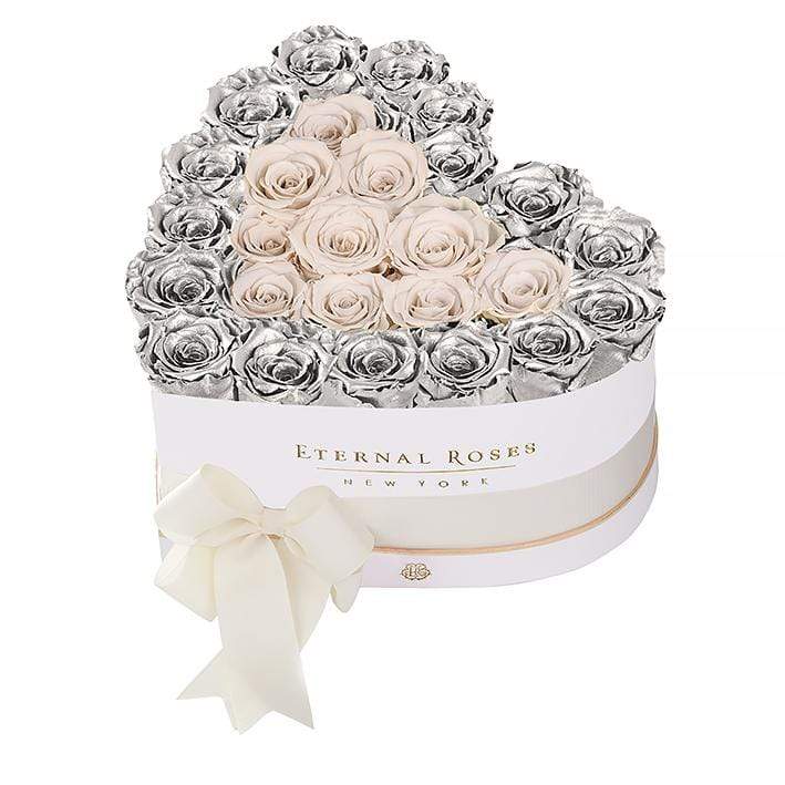 Eternal Roses® White / Silver Serafina Mezzo Eternal Rose Gift Box - NEW